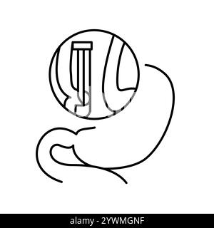 Gastroplication line black icon. Sign for web page, mobile app, button, logo. Vector isolated button. Editable stroke. Stock Vector