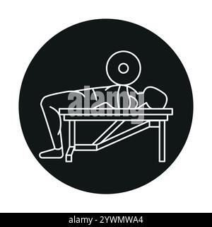 Barbell bench press line icon. Vector isolated element. Editable stroke. Stock Vector