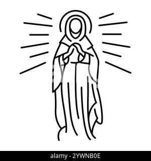 Nativity of the Holy Mother of God black line icon. Christian holiday concept. Editable stroke Stock Vector