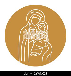 Assumption of the Blessed Virgin Mother of God black line icon. Christian holiday concept. Editable stroke Stock Vector