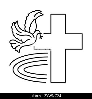Willow Sunday black line icon. Christian holiday concept. Editable stroke Stock Vector