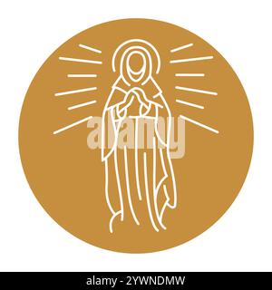 Nativity of the Holy Mother of God black line icon. Christian holiday concept. Editable stroke Stock Vector