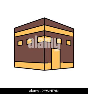 Kaaba color icon. Muslim religion.Sign for web page, mobile app, button, logo. Vector isolated button. Editable stroke. Stock Vector
