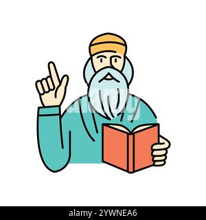 Muslim who reads the Koran color icon. Muslim religion.Sign for web page, mobile app, button, logo. Vector isolated button. Editable stroke. Stock Vector