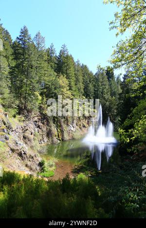 Ross Fountain in Butchart Gardens Brentwood Bay, British Columbia, Canada Stock Photo