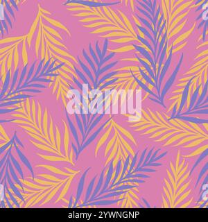 Vector seamless tropical pattern with palm leaves. Vector pattern of tropical plants. Exotic plants pattern. Stock Vector