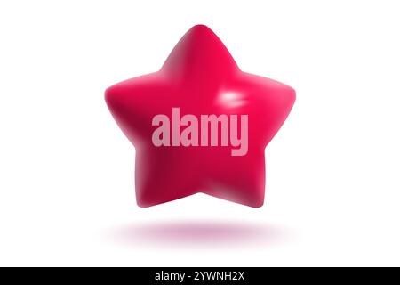 Vector icon of realistic red star. Achievements for games or customer rating feedback of website. Vector illustration of star in realistic 3d style. Stock Vector