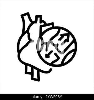 Aortic regurgitation line black icon. Sign for web page, mobile app, button, logo. Vector isolated button. Editable stroke. Stock Vector