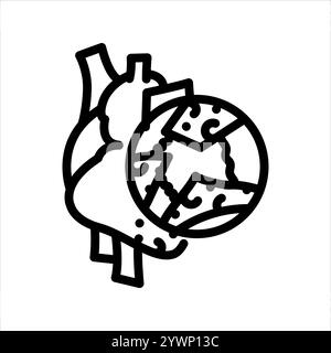 Thrombosis of the heart line black icon. Sign for web page, mobile app, button, logo. Vector isolated button. Editable stroke. Stock Vector