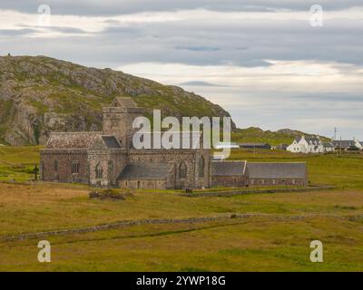 Iona Abbey and Nunnery. A Benedictine abbey, established 563 AD on the site of the monastery founded by St Columba. Stock Photo