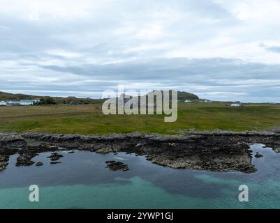 Iona Abbey and Nunnery. A Benedictine abbey, established 563 AD on the site of the monastery founded by St Columba. Stock Photo