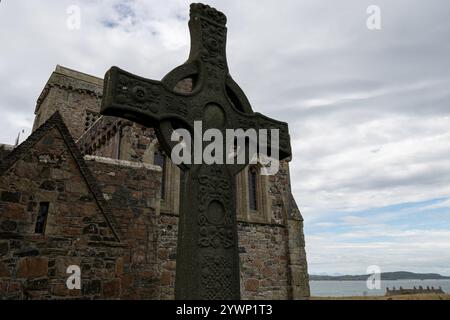 Iona Abbey and Nunnery. A Benedictine abbey, established 563 AD on the site of the monastery founded by St Columba. Stock Photo