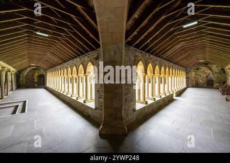 Iona, UK - Jul 10, 2024: Iona Abbey and Nunnery. A Benedictine abbey, established 563 AD on the site of the monastery founded by St Columba. Stock Photo