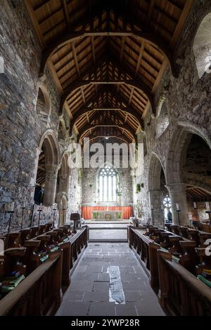 Iona, UK - Jul 10, 2024: Iona Abbey and Nunnery. A Benedictine abbey, established 563 AD on the site of the monastery founded by St Columba. Stock Photo