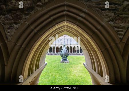 Iona, UK - Jul 10, 2024: Iona Abbey and Nunnery. A Benedictine abbey, established 563 AD on the site of the monastery founded by St Columba. Stock Photo