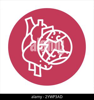 Thrombosis of the heart line black icon. Sign for web page, mobile app, button, logo. Vector isolated button. Editable stroke. Stock Vector