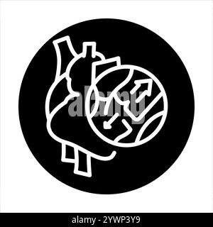 Aortic regurgitation line black icon. Sign for web page, mobile app, button, logo. Vector isolated button. Editable stroke. Stock Vector