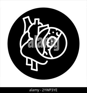 Thrombosis of the heart line black icon. Sign for web page, mobile app, button, logo. Vector isolated button. Editable stroke. Stock Vector