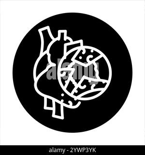 Thrombosis of the heart line black icon. Sign for web page, mobile app, button, logo. Vector isolated button. Editable stroke. Stock Vector