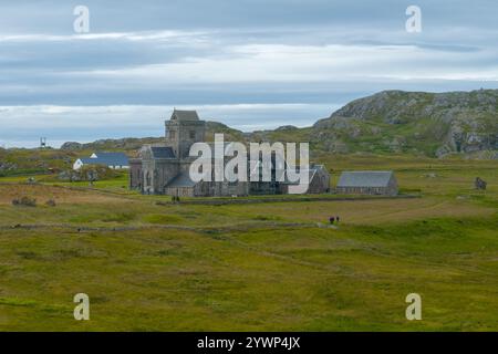 Iona Abbey and Nunnery. A Benedictine abbey, established 563 AD on the site of the monastery founded by St Columba. Stock Photo