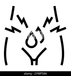 Menstruation pain line black icon. Vector isolated button. Editable stroke. Stock Vector