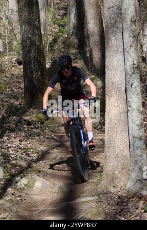 Tennessee National Mountain Bike Festival 2024 at Windrock Bike Park in Oliver Springs, Tennessee, USA. Stock Photo