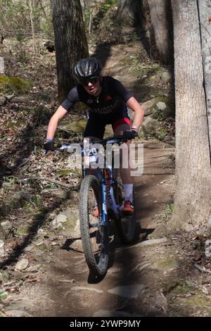 Tennessee National Mountain Bike Festival 2024 at Windrock Bike Park in Oliver Springs, Tennessee, USA. Stock Photo