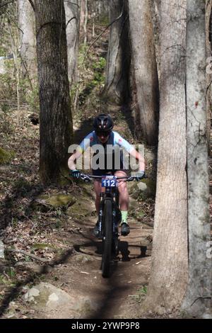 Tennessee National Mountain Bike Festival 2024 at Windrock Bike Park in Oliver Springs, Tennessee, USA. Stock Photo