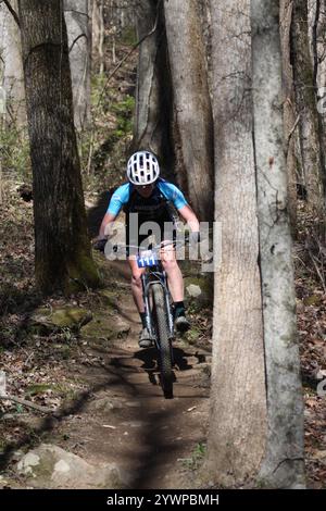 Tennessee National Mountain Bike Festival 2024 at Windrock Bike Park in Oliver Springs, Tennessee, USA. Stock Photo