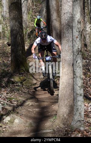 Tennessee National Mountain Bike Festival 2024 at Windrock Bike Park in Oliver Springs, Tennessee, USA. Stock Photo