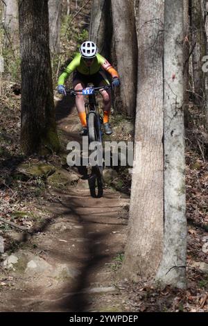 Tennessee National Mountain Bike Festival 2024 at Windrock Bike Park in Oliver Springs, Tennessee, USA. Stock Photo