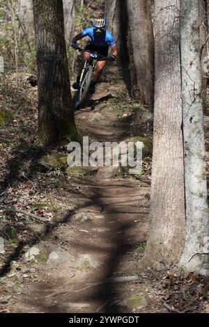 Tennessee National Mountain Bike Festival 2024 at Windrock Bike Park in Oliver Springs, Tennessee, USA. Stock Photo