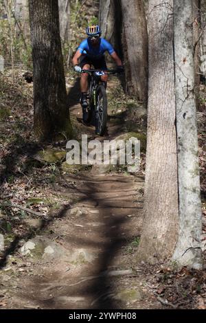 Tennessee National Mountain Bike Festival 2024 at Windrock Bike Park in Oliver Springs, Tennessee, USA. Stock Photo