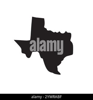 Vector black hand drawn Texas map silhouette isolated on white ...