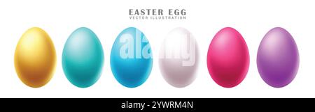 Easter eggs plain clipart set design. Plain and colorful easter egg clip art graphic elements for traditional  hunt celebration. Vector illustration Stock Vector