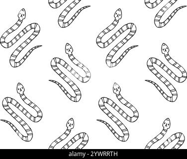 Vector seamless pattern of hand drawn doodle sketch snake isolated on white background Stock Vector
