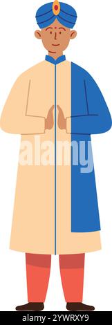 indian man wearing turban Stock Vector