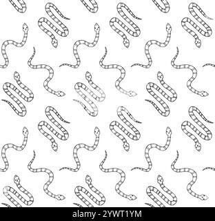 Vector seamless pattern of hand drawn doodle sketch snake isolated on white background Stock Vector
