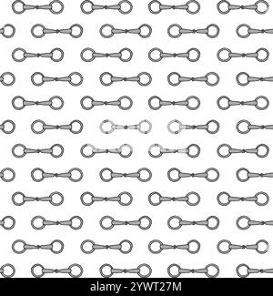 Vector seamless pattern of gray hand drawn doodle sketch horse equestrian bit isolated on white background Stock Vector