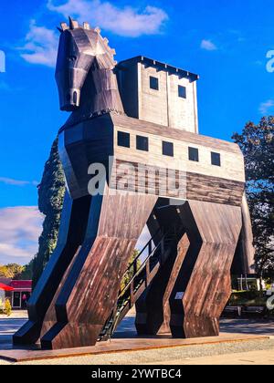 Replica of Legendary Trojan Horse in Troy, Turkiye Stock Photo