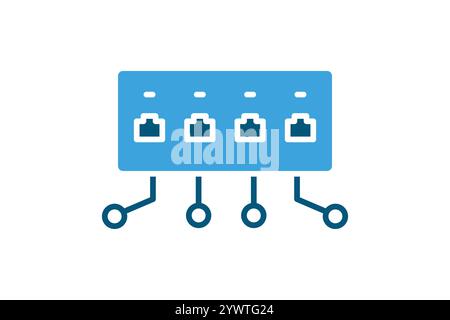 Network switch icon. solid icon style. icon related to IT, network. IT architecture elements vector illustration Stock Vector