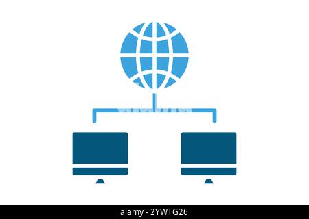 Network icon. solid icon style. icon related to IT. IT architecture elements vector illustration Stock Vector