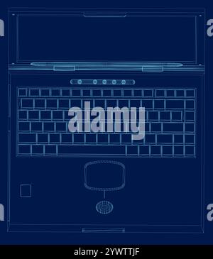 Laptop contour Vector Illustration. View from above Stock Vector