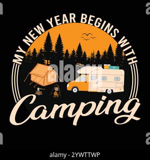 My new year begins with Camping Stock Vector