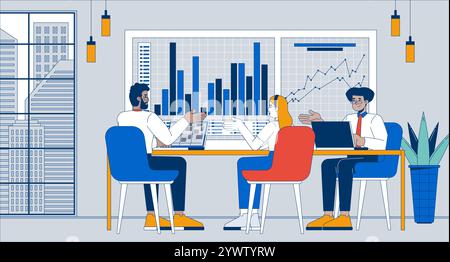 Strategy discussion flat illustration Stock Vector