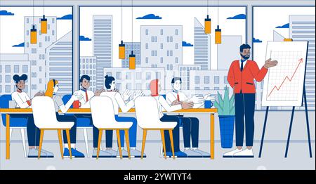 Company results celebration flat illustration Stock Vector