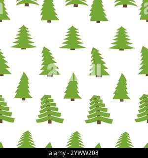 Seamless pattern with spruces on white background. Vector illustration Stock Vector