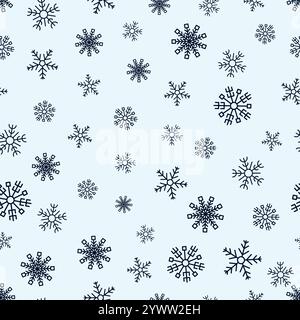 Seamless background with snowflakes. Christmas and New Year decoration elements. Vector illustration. Stock Vector