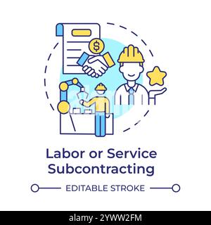 Labor or service subcontracting multi color concept icon Stock Vector
