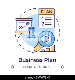 Business plan multi color concept icon Stock Vector